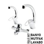 Go İthalat 3LÜ SET BANYO - EVYE MUTFAK - LAVABO AÇ KAPA MİX BATARYA MUSLUK (5365)