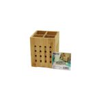 Go İthalat 4 BÖLMELİ BÜYÜK - PENCERELİ KARE=11X11CM AHŞAP BAMBU KAŞIKLIK ORGANİZER