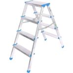 Go İthalat 4+4 Çift Basamaklı Alüminyum Metal Merdiven Yükseklik = 92CM Baş Genişlik = 8cm (5468) - 4+4 Basamaklı