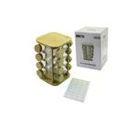 Go İthalat 5314Gok223658 16Pcs Kare - Döner Standli Cam - Bambu Kapak Tuzluk - Baharatlik Bambu Stand (5314)