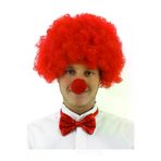 Go İthalat 55267 Kırmızı Renk Kıvırcık Afro Bonus Peruk Takma Saç Ve Kırmızı Burun Seti (4457)