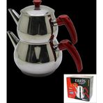 Go İthalat AİLE BÜYÜK BOY KÜRE ÇELİK ÇAYDANLIK SETİ ÜST: 1.2LT - ALT: 2LT (5365)
