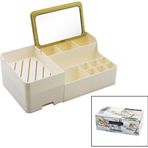 Go İthalat AYNALI BAMBU - ÇEKMECELİ MAKYAJ - TAKI ORGANİZER SERT PLASTİK 13 BÖLMELİ 28.5X17.5X9.5CM (5365)