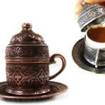 Go İthalat Bakır Osmanlı Motifli Kahve Fincanı
