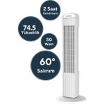 Go İthalat Beyaz 50W 3 Kademe - Zamanlayıcı Kule Tipi Vantilatör KTF-258W (5468)