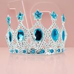 Go İthalat Çocuk Kraliçe Tacı - Mavi Yıldız İşlemeli Prenses Tacı 15x7 cm (5250)