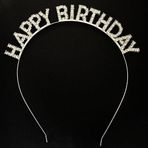 Go İthalat Gümüş Kristal Taşlı Happy Birthday Doğum Günü Tacı İthal Ürün A Kalite 17x16 cm (5250)
