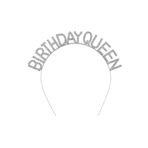 Go İthalat Gümüş Renk Kristal Taşlı Parlak Birthday Queen Yazılı Kraliçe Taç 16x17 cm (4401)