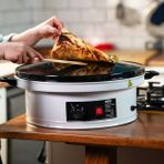 Go İthalat Katmer - Yufka Sacı Termostatlı - Standlı 3000W Emaye Kaplı Geniş Üst Yüzey 53CM Genişlik AT-111B (5263) - Kiremit