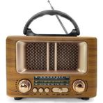 Go İthalat Küçük Mini Boy Retro Ahşap Tasarım Bluetooth Hoparlörlü Radyo – FM/AM Destekli, Şarjlı ve Taşınabili