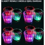 Go İthalat LED Işıklı Eğlence Bardakları - 3 Modlu Renk Değiştiren Bardak 12 Adet (5365)