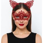 Go İthalat Lüks Kırmızı Dantel Taçlı Maske Seti 2 No - Parti, Balo, Kostüm Aksesuarı (5365)