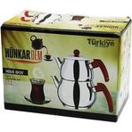 Go İthalat MİDİ BOY KÜRE ÇELİK ÇAYDANLIK SETİ RENKLİ BAKALİT KULP ÜST DEMLİK: 0.5LT - ALT SULUK: 0.75LT KENDİND