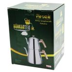 Go İthalat Piramit Orta Boy Çelik Çaydanlık Seti - Takımı Renkli Bakalit Kulp Üst Demlik : 1.1lt - Al
