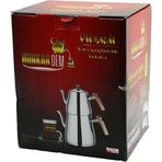 Go İthalat PRAMİT MİNİ BOY ÇELİK ÇAYDANLIK SETİ - TAKIMI RENKLİ BAKALİT KULP ÜST DEMLİK: 0.9LT - ALT SULUK: 1.5