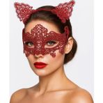 Go İthalat Romantik Kırmızı Dantel Maske Seti – Kedi Kulaklı Taç ve Maske 3 No (5365)
