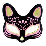 Go İthalat Siyah Renk Süet Kaplama Üzeri Sarı Pembe Simli Kedi Maskesi 17x14 cm (5250)