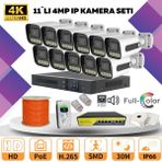 Go Vision 11'li Güvenlik Ip Kamera Seti - 4mp Dış Mekan Kamera, 3.6mm Lens, H.265, Poe, Warm LED Gece Görüşlü - Siyah - Beyaz