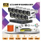 Go Vision 11'li Güvenlik Ip Kamera Seti - 4mp Dış Mekan Kamera, 3.6mm Lens, H.265, Poe, Warm LED Gece Görüşlü