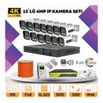 Go Vision 13'lü Güvenlik Ip Kamera Seti - 4mp Dış Mekan Kamera, 3.6mm Lens, H.265, Poe, Warm LED Gece Görüşlü