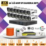 Go Vision 14'lü Güvenlik Ip Kamera Seti - 4mp Dış Mekan Kamera, 3.6mm Lens, H.265, Poe, Warm LED Gece Görüşlü - Siyah - Beyaz
