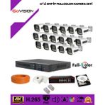 Go Vision 17'li Güvenlik Ip Kamera Seti - 5mp Dış Mekan Kamera, 3.6mm Lens, H.265, Poe, Warm LED Gece Görüşlü - Beyaz