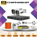 Go Vision 2'li Güvenlik Ip Kamera Seti - 4mp Dış Mekan Kamera, 3.6mm Lens, H.265, Poe, Warm LED Gece Görüşlü - Siyah - Beyaz