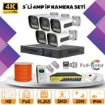 Go Vision 5'li Güvenlik Ip Kamera Seti - 4mp Dış Mekan Kamera, 3.6mm Lens, H.265, Poe, Warm LED Gece Görüşlü - Siyah - Beyaz