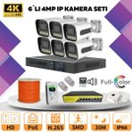 Go Vision 6'lı Güvenlik Ip Kamera Seti - 4mp Dış Mekan Kamera, 3.6mm Lens, H.265, Poe, Warm LED Gece Görüşlü - Siyah - Beyaz