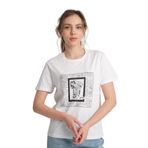 Göbeklitepe Baskılı Kadın Tişört "Yılanların ve Kuşların Hikayesi" (Beyaz, S)