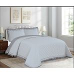 Goblette Home-Lara Serisi Kapitone Çift Kişilik Yatak Örtüsü Seti 260X240 cm | Volanlı Fırfırlı Kenar Detaylı Lüks Çeyizlik (4 Renk) - Gri - 260 x 240 cm