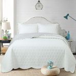 Goblette Home Perla Petek Desenli Kapitone Yatak Örtüsü Seti (Tek & Çift) | Çift Taraflı Dalgalı Kesim Lüks Tasarım (4 Renk) - Beyaz - 260 x 240 cm