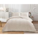 Goblette Home Serra Çift Kişilik Lüks Battaniye & Yatak Örtüsü Seti 230X250 cm | Yumuşak Fitilli Pelüş Kadife (5 Renk Seçeneği) - Bej - 230 x 250 cm