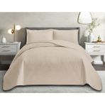 Goblette Home Sofia Serisi Modern Kapitone Yatak Örtüsü Seti Çift Kişilik | Mini Baklava Desenli Düz Kesim Lüks Tasarım (4 Renk) - Vizon - 230 x 250 cm