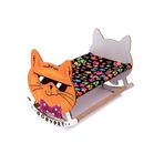 Gobypet Ahşap Sallanan Kedi Beşiği – Sevimli Kedi Figürlü, Minderli, Dekoratif Dinlenme Yatağı (Siyah)