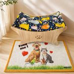 GOBYPET Kedi Hamağı ve halısı, Kedi Berjeri, Sallanan Sandalye Yatağı, Köpek Yatağı, Köpek Salıncağı (Lacivert Kedi)