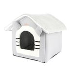GOBYPET Klasik Çatılı Kedi Evi ve Küçük Irk Köpek Kulübesi ve Yuvası – Minderli Peluş İç Mekan Yatağı, Fermuarlı Üst Bölüm, Taşınabilir Ev Tipi Yuva