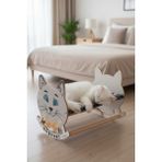 GOBYPET Sevimli Neşeli Kedi Tasarımlı Sallanan Kedi Beşiği - Beyaz