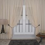 Goccia Elegante Pilesiz Tül Perde Bej