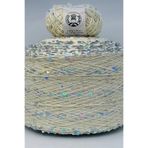 göçer 100Gr Çanta İpi / Örgü İpi %100 pamuk renk krem 3mm+6mm gümüş İri pullu yumaklar 50gr X 2 =100gr