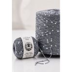 göçer Çanta İpi / Örgü İpi %100 pamuk renk gri 3mm+6mm gümüş İri pullu yumaklar 50gr X 2 =100gr