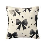GODARM Sevimli Siyah Kurdele Yay Dekoratif Kırlent Kılıfları 45x45 cm Peluş Yastık Kılıfı Oturma Odası Yatak Kanepe Yatak Sandalye Ev Dekoru için