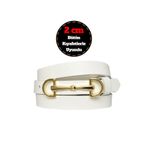 GoDeri %100 Hakiki Deri, Gold Renk Tokalı İnce 2 cm Süt Beyaz Kadın Kemeri; Elbise, Pantolon KemeriD&D