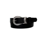 GoDeri %100 Hakiki Deri Gümüş Tokalı Siyah Ince Kadın Kemeri, 3cm 3cm-KDN-26