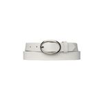 GoDeri %100 Hakiki Deri Mat Gümüş Oval Tokalı Süt Beyaz Ince Kadın Kemeri, 3 Cm=3cm-kdn-39-nik.ov