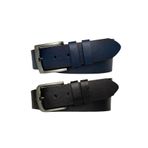 GoDeri %100 Hakiki Tek Parça Kaliteli Deri 2'li Set Siyah, Lacivert 4.5 Cm Kot, Spor Kemer 2li-Go-1111-2222