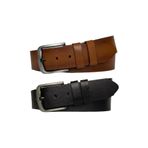 GoDeri %100 Hakiki Tek Parça Kaliteli Deri 2'li Set Siyah, Taba 4.5 Cm Kot, Spor Kemer 2li-Go-1111-2222