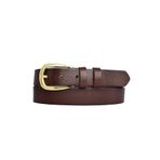 GoDeri 3 cm-105 cm Deri Gold Tokalı Koyu Kahverengi Kadın Kemeri