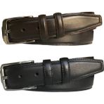 GoDeri Deri 2'li Set, Dikişli Klasik Kumaş Pantolon Kemeri; Siyah, Kahverengi 3,5 cm - 120 cm - Desenli