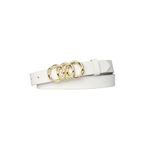 Goderi Deri, Gold Örgü Tokalı 3 Cm Süt Beyaz Kadın Kemeri; Elbise, Pantolon Kemeri=3Cm-Kdn-45 105 Cm